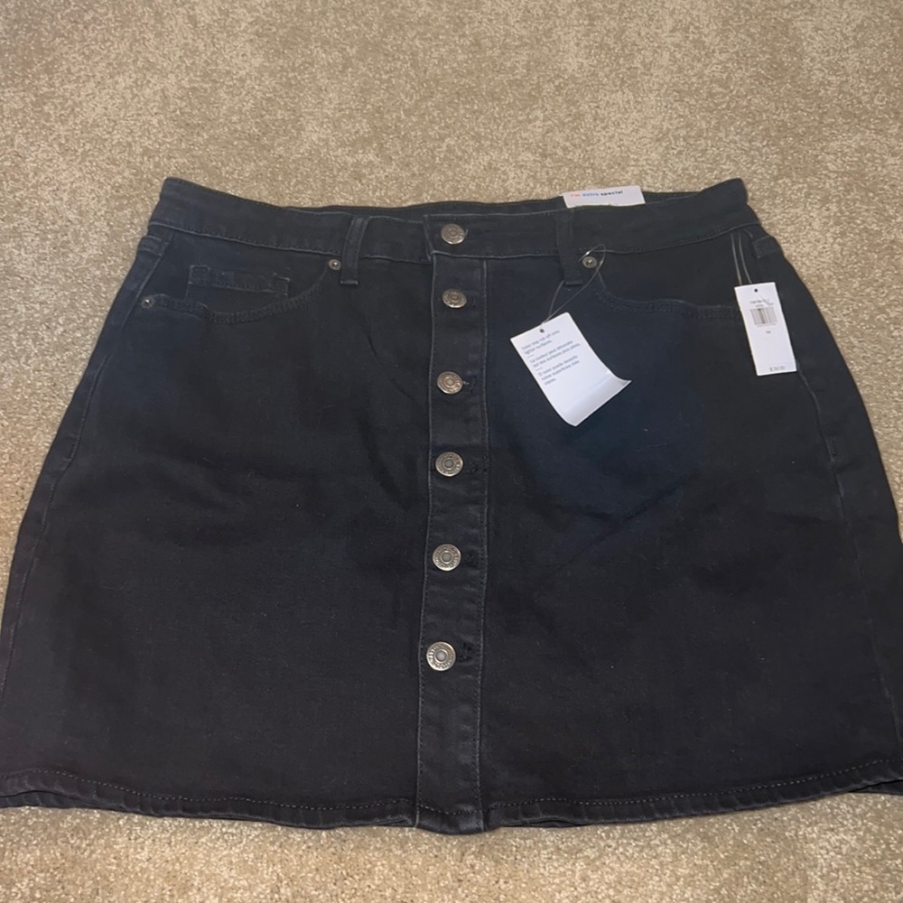 Black denim skirt